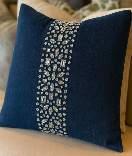 Crystal Crest Denim Cushion Cover