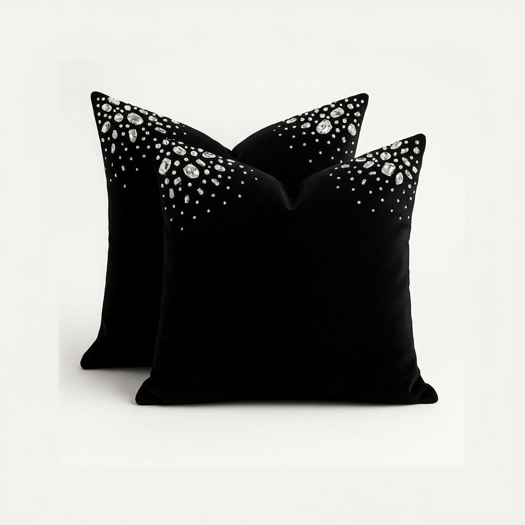 Black Ice Embellished Cushion Cover